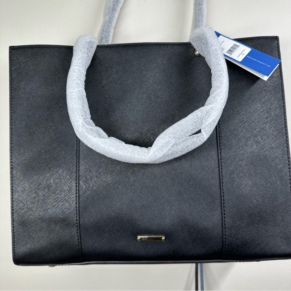 Rebecca Minkoff Medium MAB Black Saffiano Leather Textured Double Handles Tote